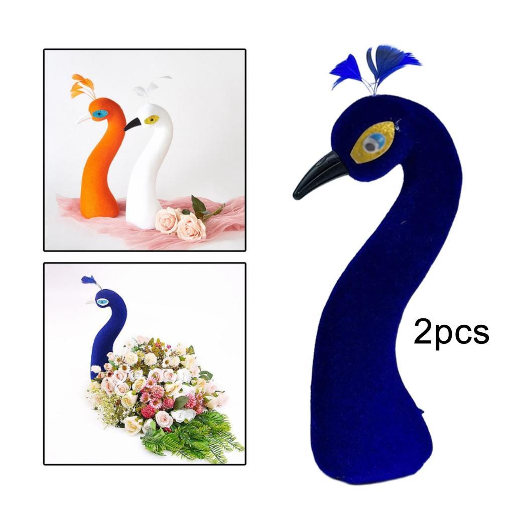 Peacock Mannequin Head Foam Flocking Flower Basket Ornament for Event Banquet Home Decoration Supply