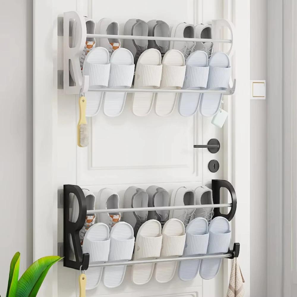 Wall Mounted Shoe Rack with No Drilling and Multifunctional Storage for Saving Space In Bedrooms and Living Rooms