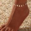 Simple Metal Disc Pendant with Finger Anklet Women, Fashionable and Creative Personalized Sequined Feet