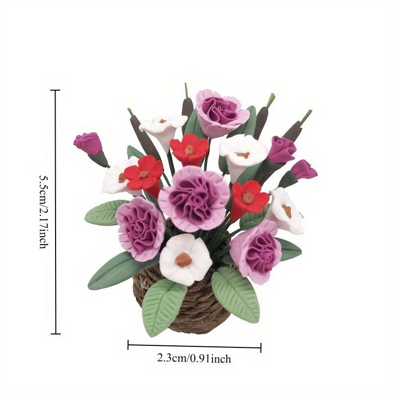 1: 12 Mini Simulation Flower Garden Living Room Scene Micro Landscape Ornaments Flowers White Red Purple Tri Color Flowers