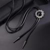 Vintage Sun Shape Gem Stone Bolo Tie Cowboy Costume Accessory for Men and Women Western Braided Cord Necktie Necklace