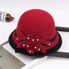 2022 Autumn And Winter Woolen Hat Women'S Casual Wide-Brimmed Top Hat, Flower Dome Fashion Hat
