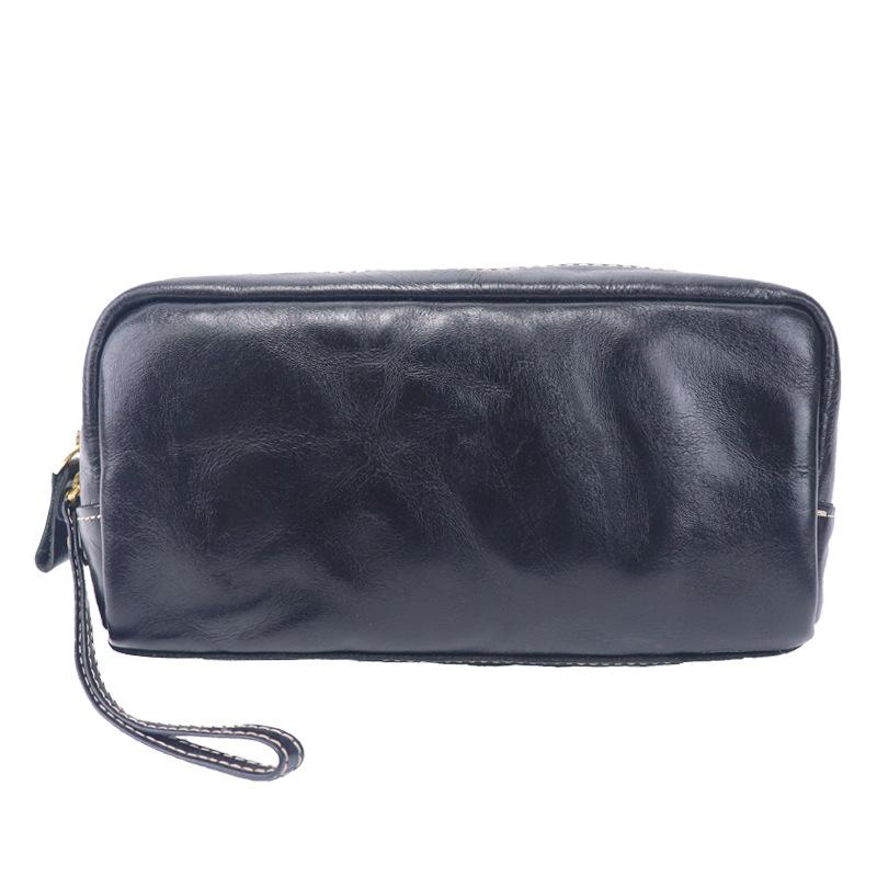 Multi-Purpose Genuine Leather Travel Organizer Pouch, Large Capacity Leather Pen Case, Cosmetics, Small Tools & Daily Essentials чёрный
