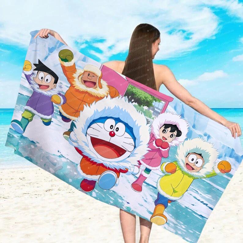 Doraemon Machine Cat Printed Beach Towel Microfiber Towel For Children/Adults Quick Drying Water Absorbing Swimming Pool Towel