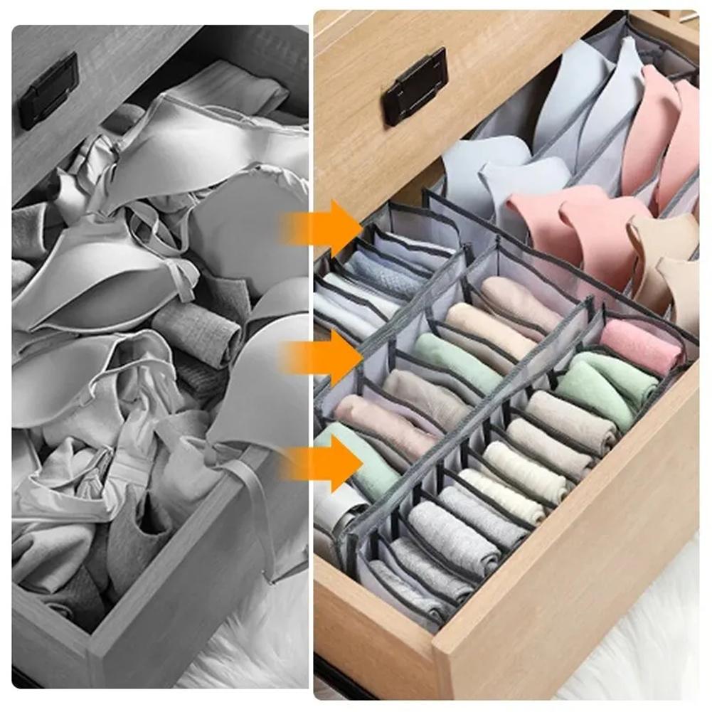 11-Grid Foldable Underwear Socks Organizer With Dividers Storage Box Breathable Underwear Socks Bra Closet Drawer Container