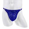 Men Lace Floral G-String Thong See Through T-Back Panties Breathable Mesh Sissy Lingerie With Metal Circular Waistband Underpant