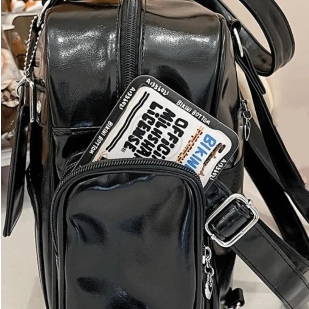 PU Leather Transparent Ita Bag Multi-pocket Design Harajuku Shoulder Bag  School