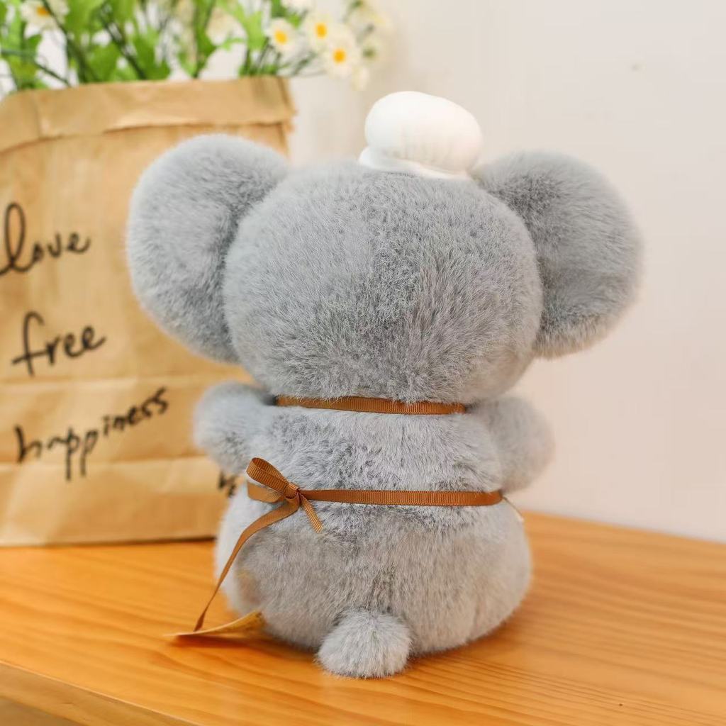 Koala Chef Cute Plush Doll With Striped Apron Decoration For Relaxing Gift And