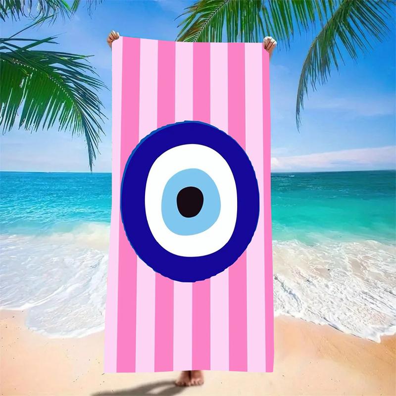 Boho Mystic Evil Eye Hamsa Hand Microfiber Beach Towel Oversized Extra Large Aesthetic Pink Protection Pool Blanket for Women