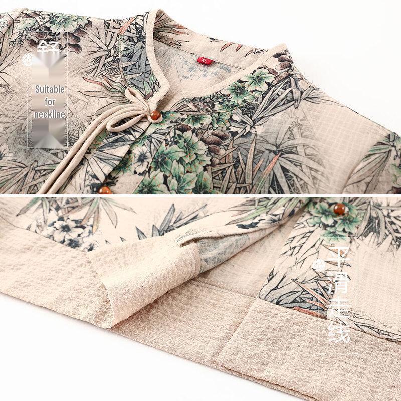 Grand Tang Lady Mid-Aged Women's Stand Collar Cardigan Blouse