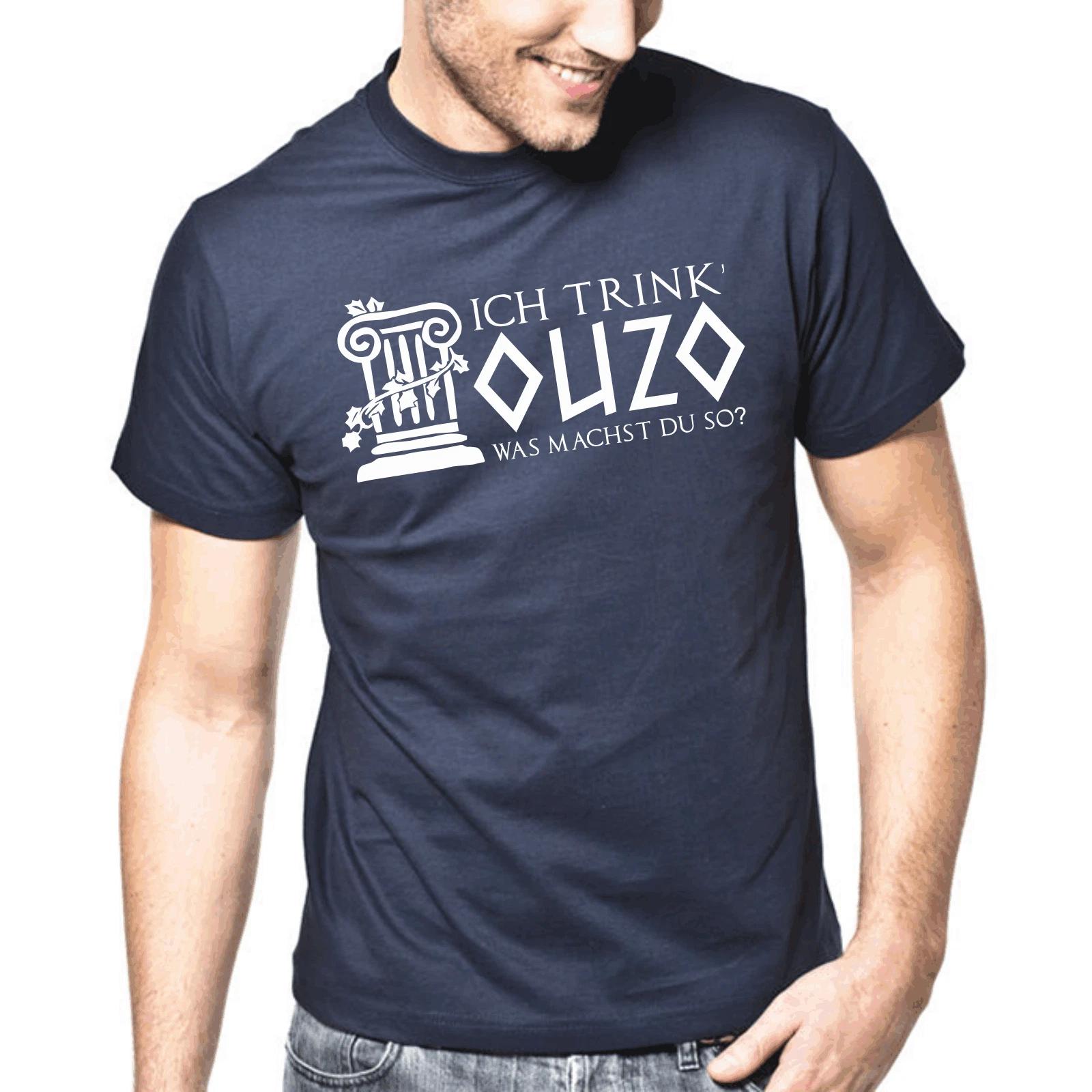 Men s and Women s T-shirts Je Bois Ouzo Que Fais-Tu ? Citations Cadeau Drôle Amusement Comédie Fun XXXL