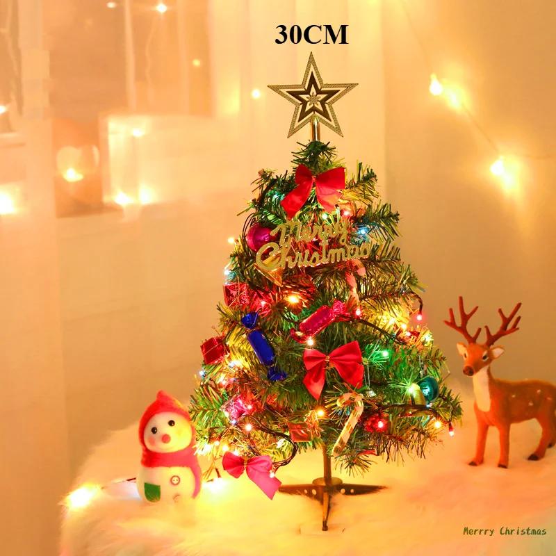 

Мини Рождественская елка с густыми огнями Настольные украшения 30/45/60/90/120см Рождественские украшения для дома arbol de navidad Подарки cm