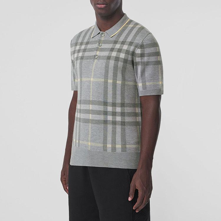 Burberry Wool Silk Check Polo Shirt 80496251
