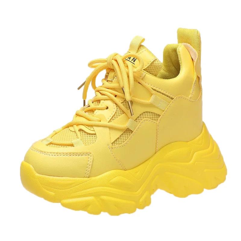 

Autumn Orange Platform Sneakers Thick Sole Wedge Heels Women Casual Shoes Lace-up Slip On 2024 Ladies Height Increasing Shoes 39 жовтий