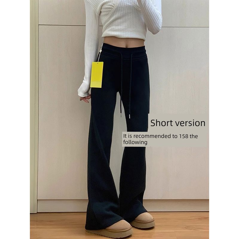 mm Pear Shapes Sports Casual Pants for Chubby Girls Black, Petite Size 4XL