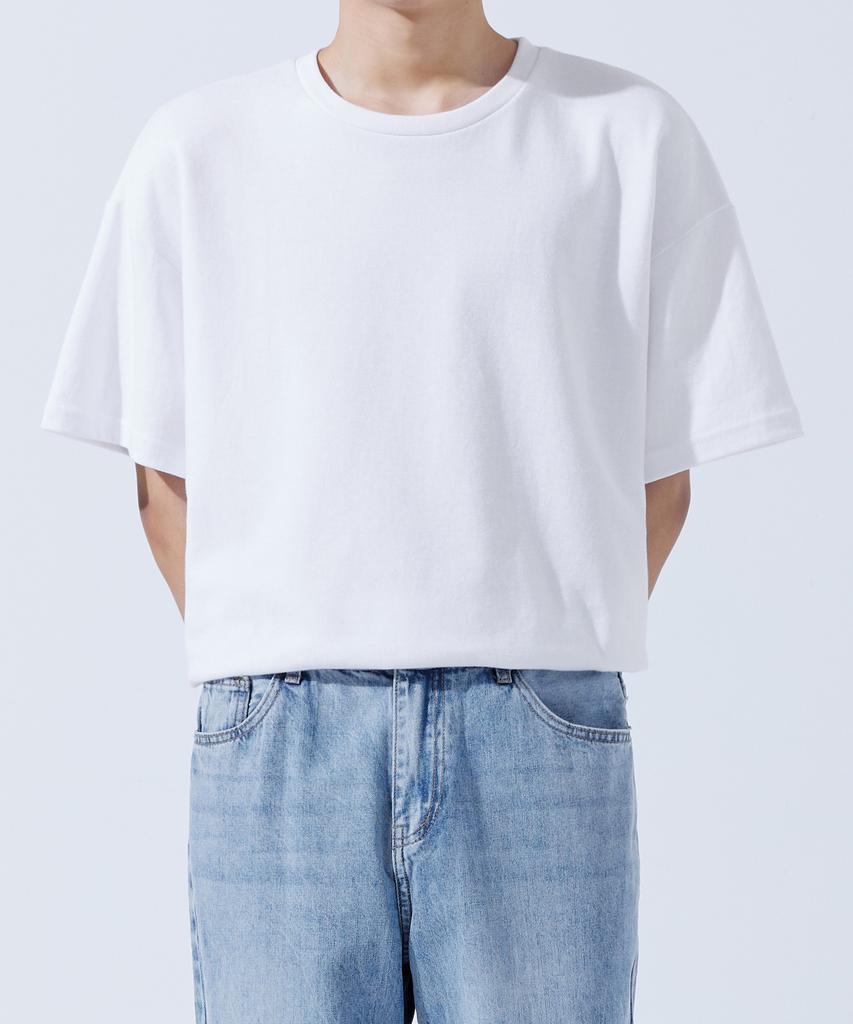 TOPBOY [2Pack] Premium Double-Sided Loose Fit Plain Short Sleeve T-Shirt 4 Colors (Type A)