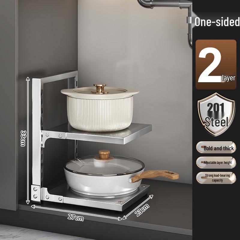 Multi-Layer Kitchen Pot Rack: Floor-Standing, Under-Sink Cookware & Storage Solution