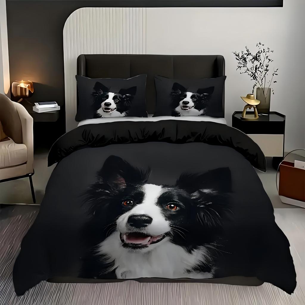 Pet Dog Sheepdog 3D Printed Quilt Cover Set Pillowcase Cute Animals Bedding Set For Kids Teens Adults Polyester Quilt Cover