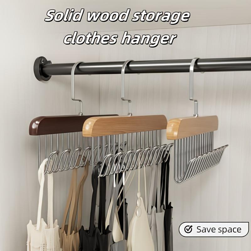 1pc Solid Wood Hanger 8 Hooks, Hook Hanger Underwear with Storage Artifact, Clothing Hanger, Clothing Storage Rack Saves Space 360 Degree Rotation