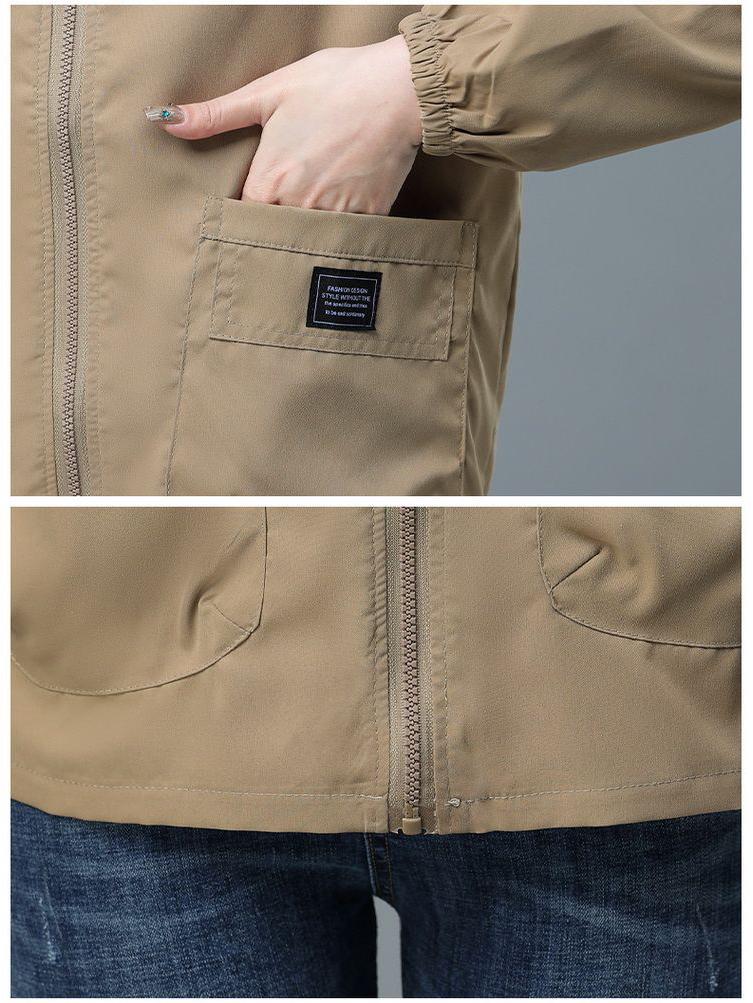 Plus Size Women's Hooded Windbreaker: Stylish, Breathable, Single-Layer Jacket for Mid-Autumn and Spring