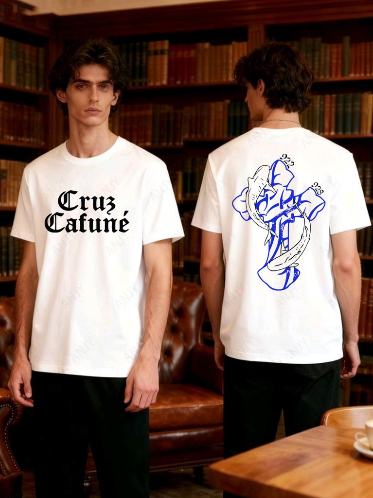West Coast Brand Wind Double Shark Cross Printed T-shirt  Front and Rear Double Printed Loose C