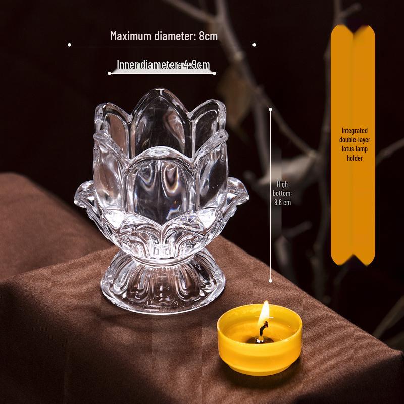 Lotus Glas Ghee Lamp Houder: Hittebestendige Kaars/Olie Lamp voor 24-Uurs Gebruik
