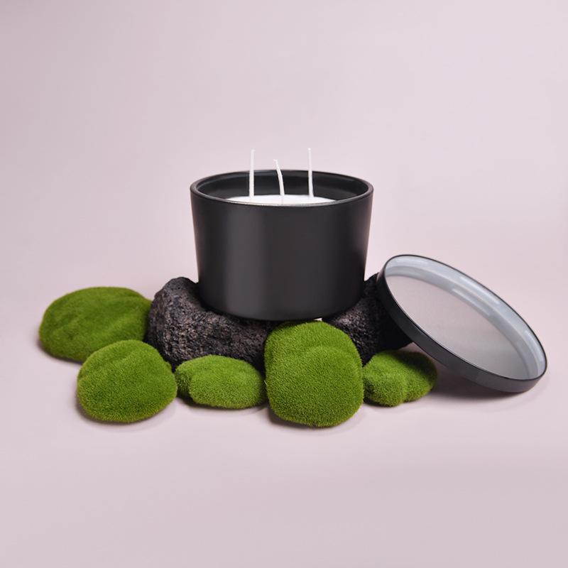 Aromatherapy Candle, Oversized Black Glass Cup, Home Decoration Ornament, Souvenir, Three-core Aromatherapy Candle