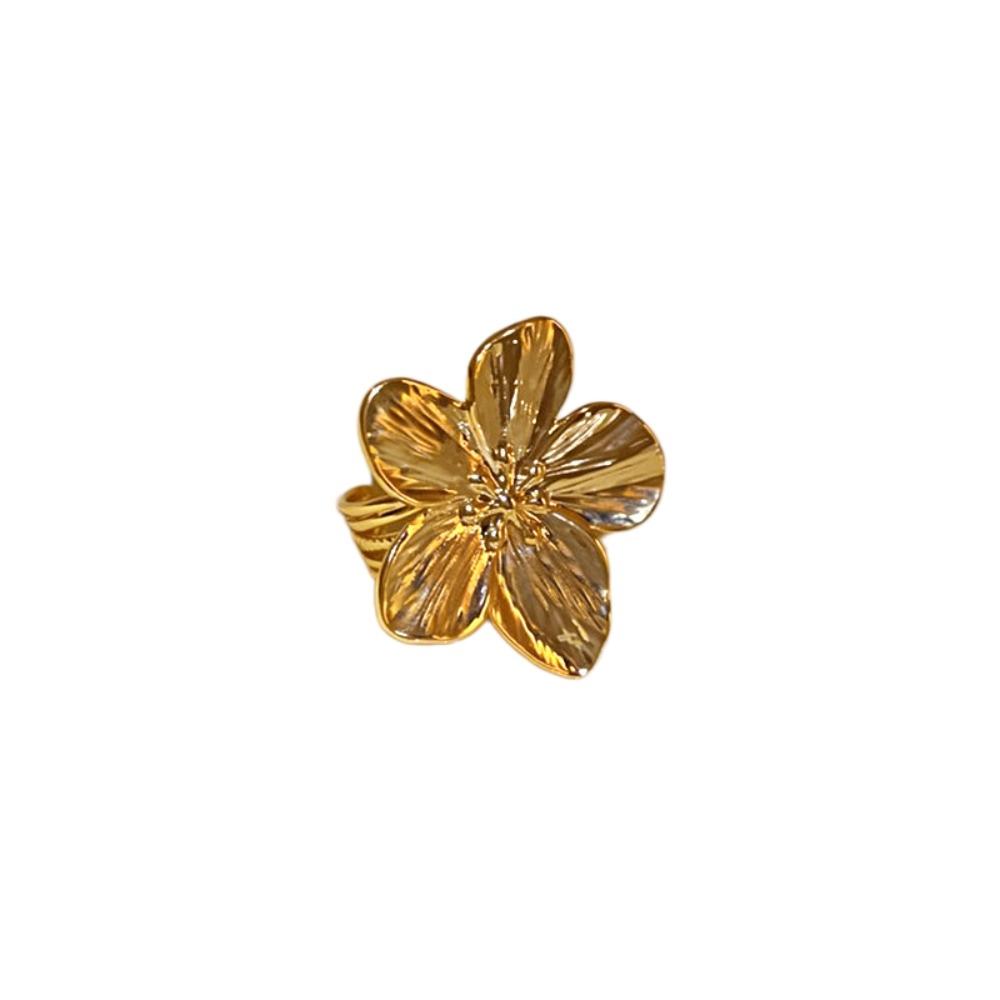 Exaggerated Metal Flower Opening Ring 5 Petals Finger Hand Ring Opening Finger Ring  Party Favors