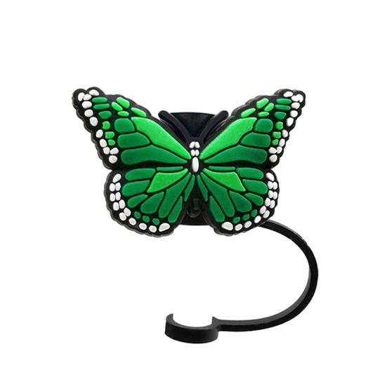 2Pcs Straw Cover Beautiful Butterfly Shape Silicone Straw Lid Food-grade Straw End Plug for Home Party Bar