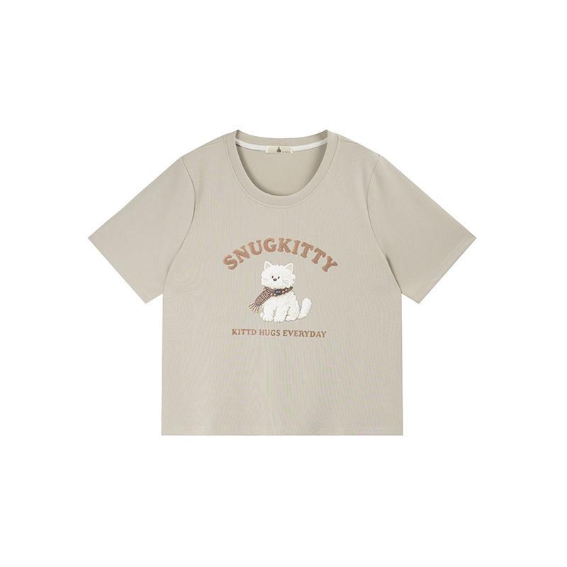 

Spring 2026 Women s Plus Size Casual Cartoon Animal T-shirt - Short Sleeve & Age-Reducing 2XL