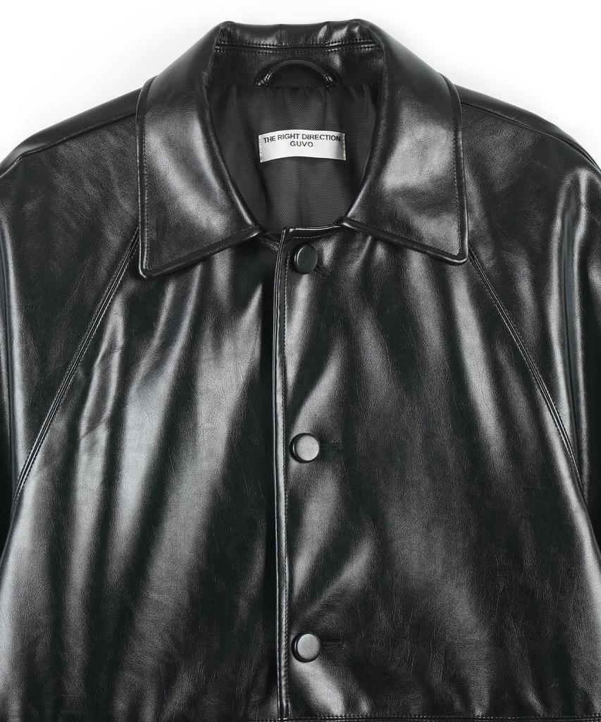 Guvo Faux Leather Raglan Coat
