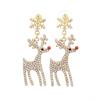 Christmas Rhinestone Snowflake & Reindeer Stud Earrings - Luxury Holiday Accessories