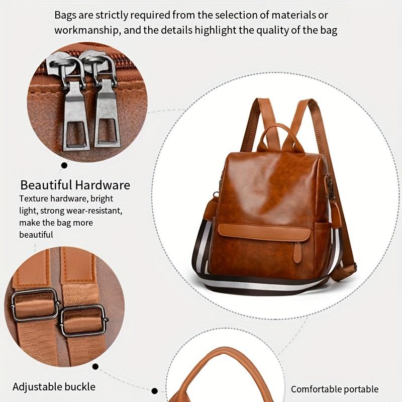 Mochila informal de piel sintética suave, bolsa de viaje portátil de gran capacidad para acampar al aire libre, hacer senderismo y viajar