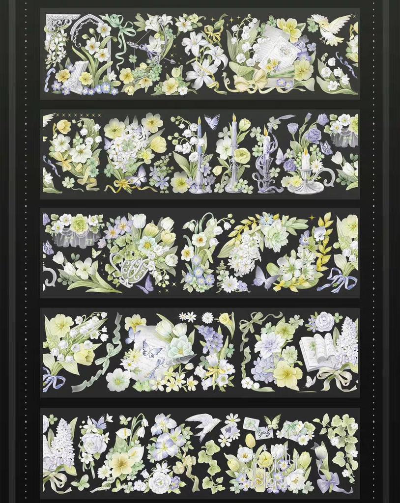 Falling Sunset Tide Washi Tape & Stickers for Journals: Flowing Hemp Ancient Style