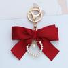 Lightweight Pearls Heart Ribbon Bowknot Keychain Accessory Crafted From High Quality Materials For Long Lasting Use