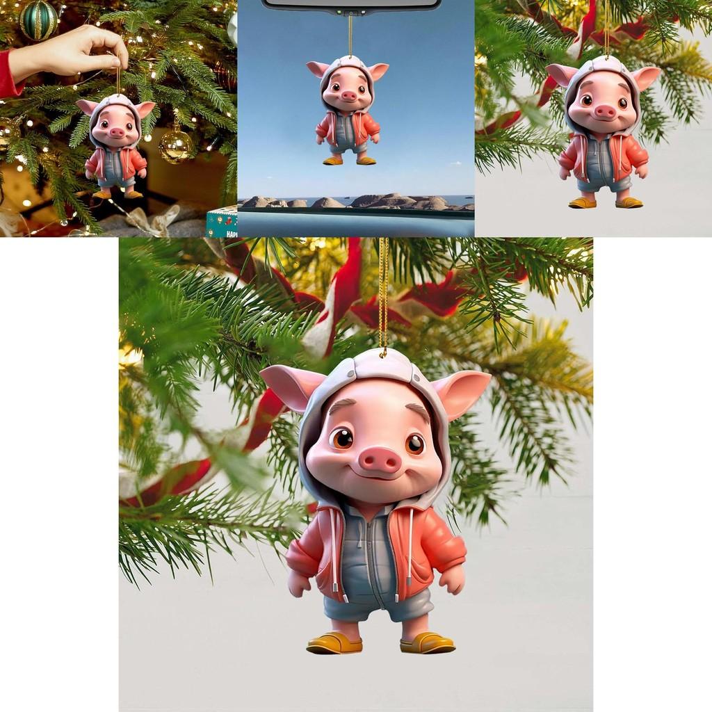 Adorable Acrylic Flat Pig Pendant Hanging Ornament For Car Interior Decoration