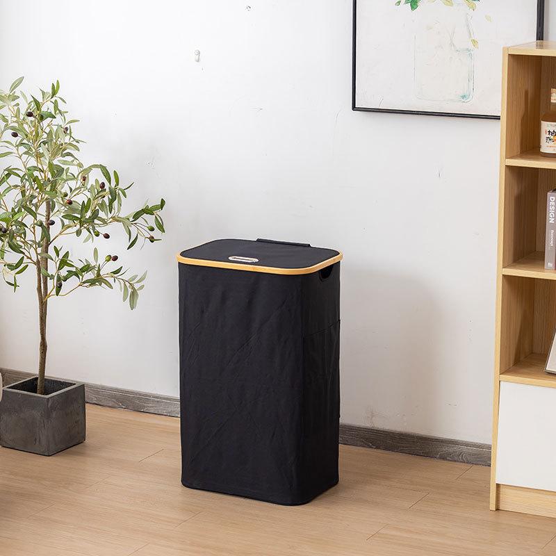Bamboo Fabric Large Capacity Laundry Hamper with Lid - Foldable Storage Basket for Dirty Clothes