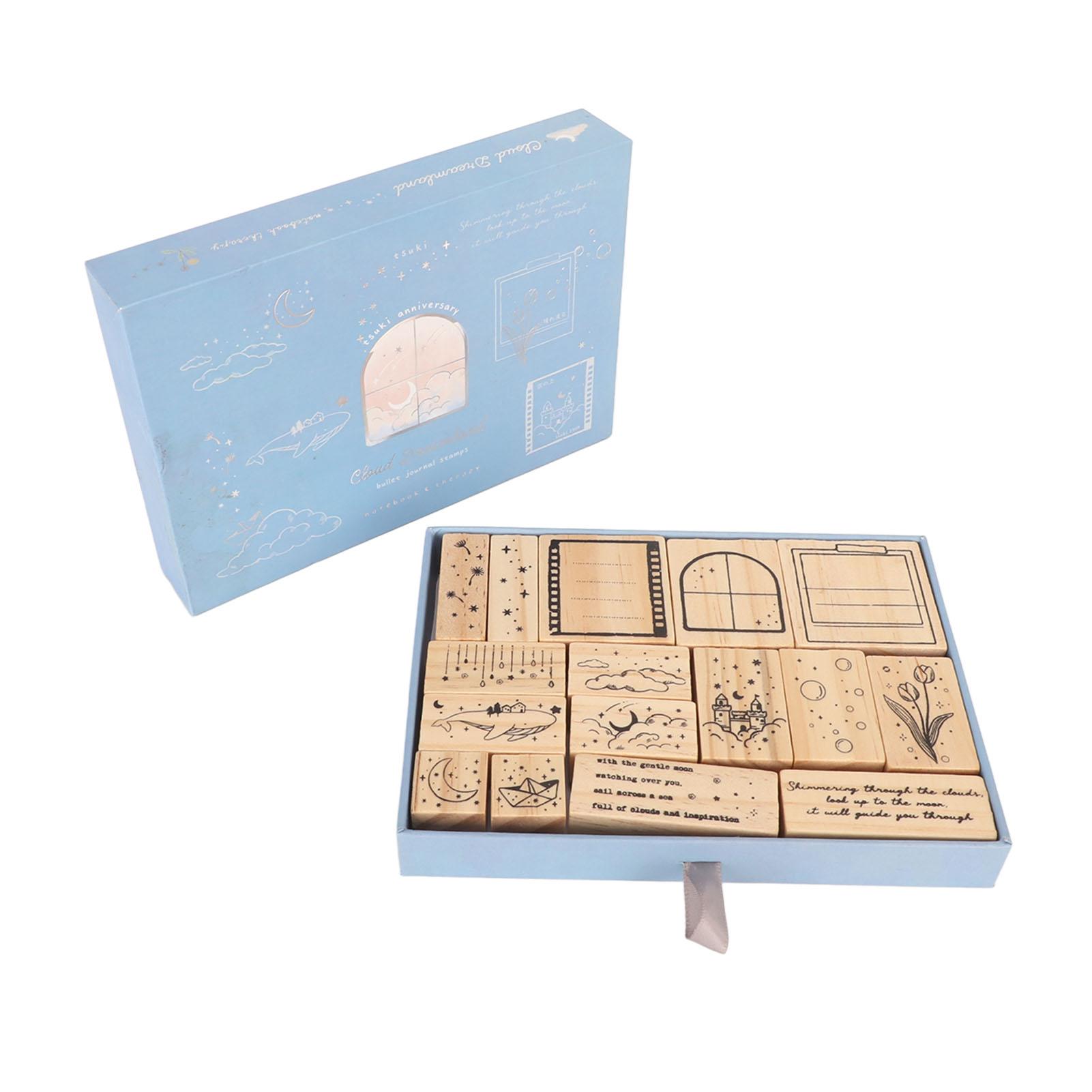 

Wooden Rubber Stamp Delicate Decorative Wood Stamp Set for Art Craft Journal Diary Scrapbook