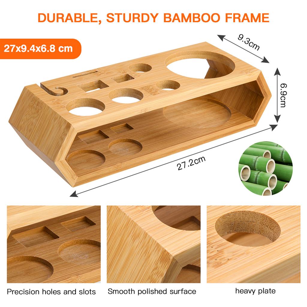 Edelstahl Rauten Bambusrahmen Shaker Set Bar Shaker Set 10-teiliges Cocktailshaker Set