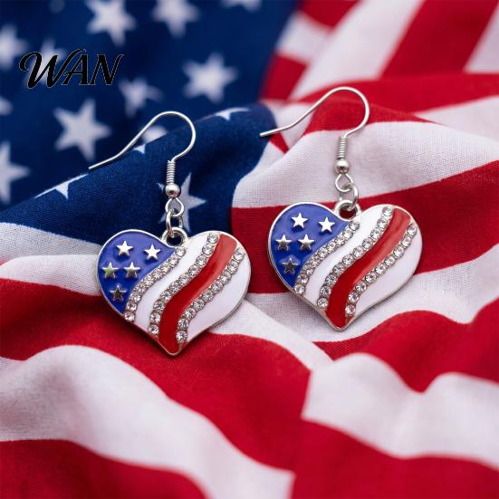 Red White Blue Earrings USA Flag for Women, Patriotic Earrings, American Independence Day Dangle Drop 4th of July Gift Fashion