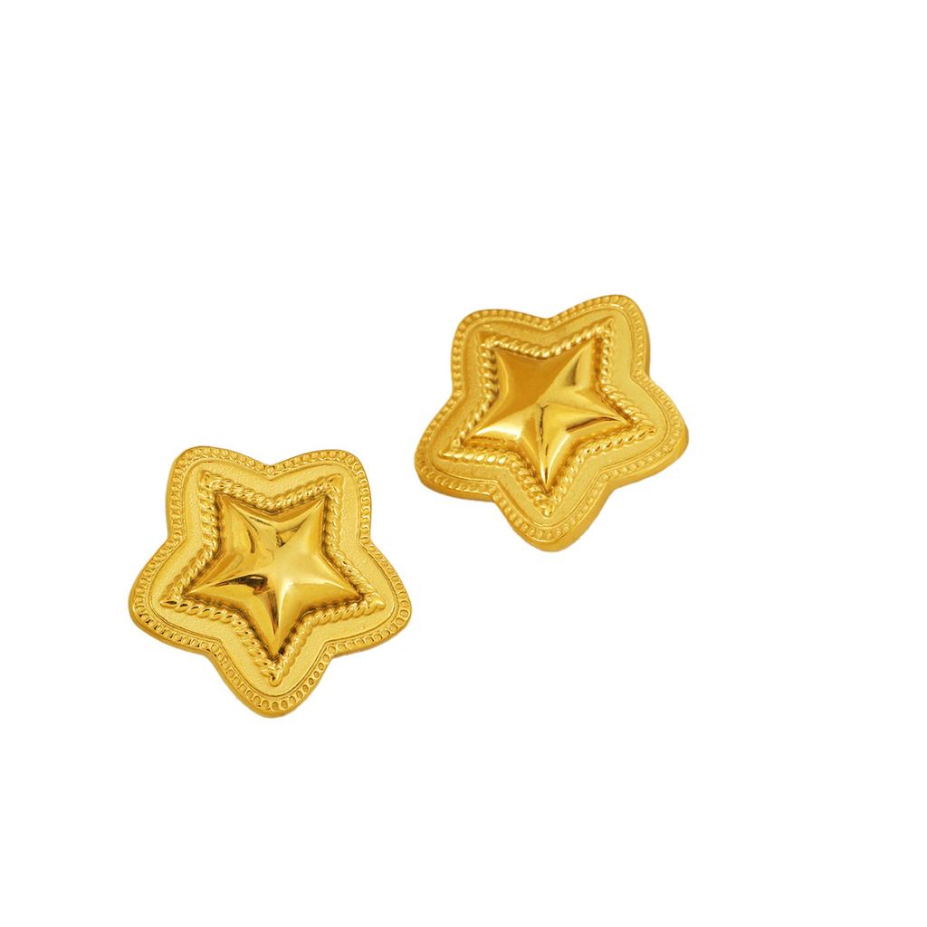 GEMCHIC Women's Vintage Gold Star Stud Earrings Stainless Steel Fashion Jewelry