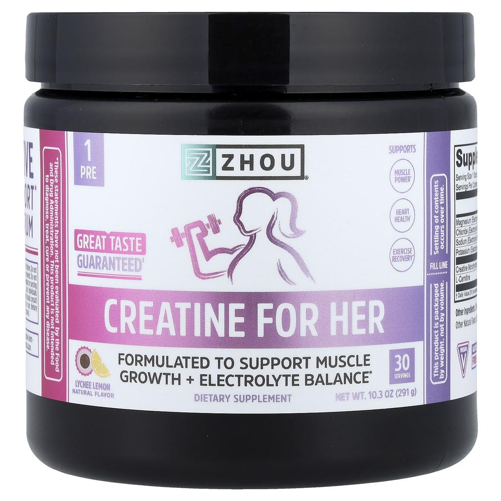 Zhou Nutrition, Creatine for Women, Lychee Lemon, 291g (10.3oz)