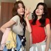 Korean pink Xiaofei sleeve front shoulder knitted short-sleeved T-shirt women's summer spice girl slim-fit short t-shirt temperament top