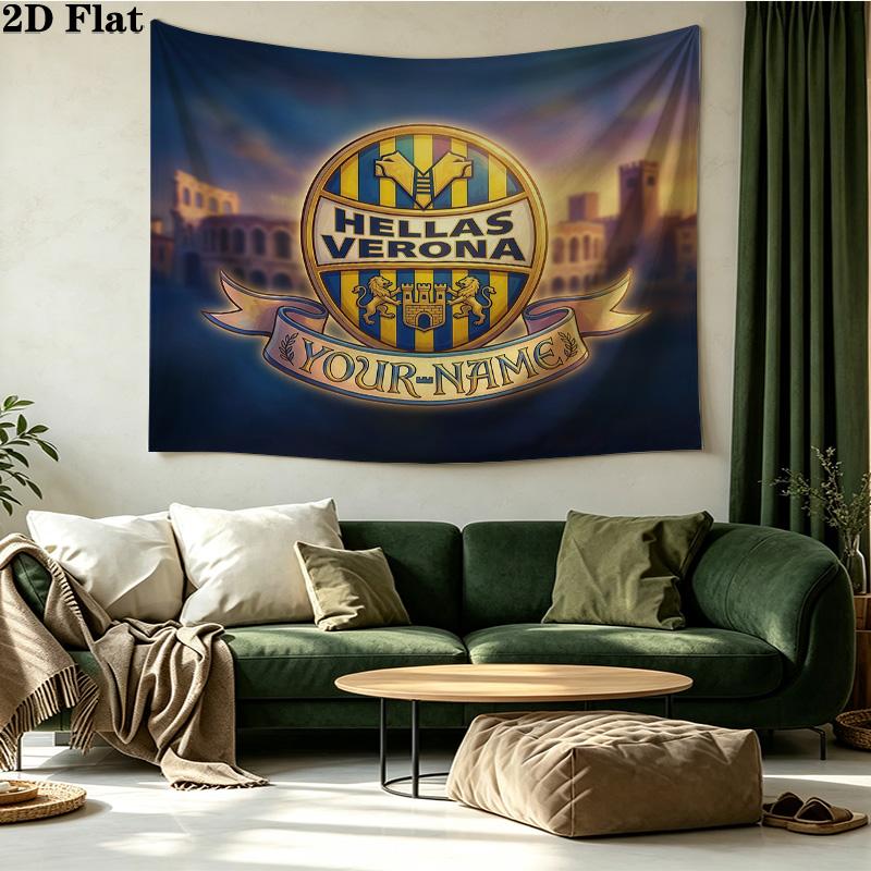 Custom Name Hellas Verona FC Printed Tapestry – Wall Hanging for Bedrooms, Dorms, and Home Decor