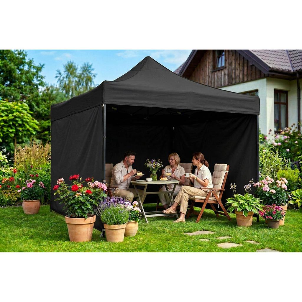 Pawilon Ogrodowy 3 Scianki 3 X 3M Czarny Plonos