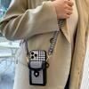 Applicable To Iphone14 Plaid Oblique Span Strap Change Bag Mobile Phone Case 14promax Card Storage Protective Case