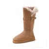 Two Wear Brown Thick-soled Fluffy High Boots 2025 Winter Velvet Medium Tube Cotton Shoes To Keep Warm Northeast Snow Boots Women