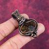 Ammonite Fossil Pendant Rainbow Moonstone Jewelry Copper Wire Wrapped Pendant