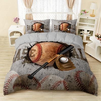 Vintage Baseball Quilt Cover Sports Theme 3D Digital Printing Home Textile Three-Piece Set