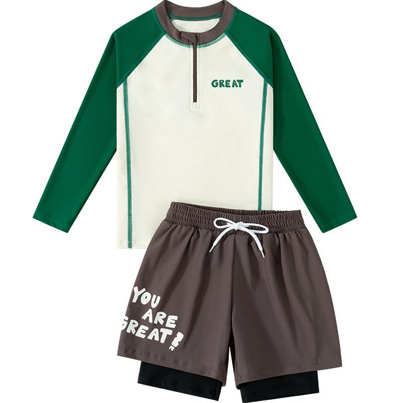 Children's Long-Sleeve Sun Protection One-Piece Swimsuit - Trendy Summer Vacation Outfit for Big Kids & Teens